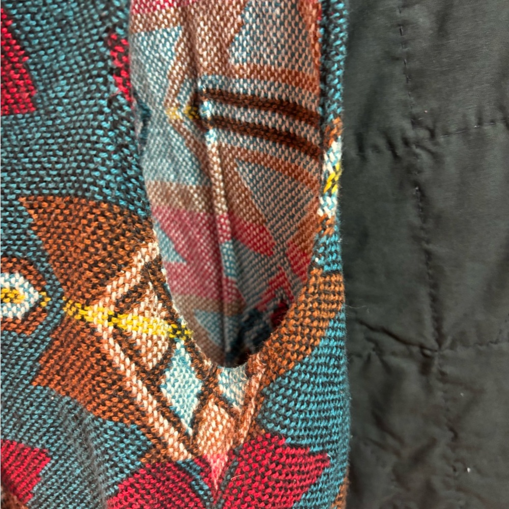 Bohemian Multicolor Geometric Pattern Poncho - image 3